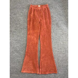 Billabong Flare Leg Pants Women's Small Orange Velour Pull On Casual Hi Rise